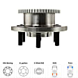 2-Wheel Set Front, Driver and Passenger Side Wheel Hubs, With Bearing, RWD, 4-Wheel ABS