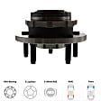 Front, Driver and Passenger Side Wheel Hub, 5 Lugs, With Bearing, Without Sensor