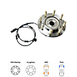 2-Wheel Set Front, Driver and Passenger Side Wheel Hubs, with Bearing, with Sensor, 4WD, 8 Stud Wheel