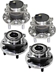 Front and Rear, Driver and Passenger Side Wheel Hub, 5 Lugs, With Bearing, FWD