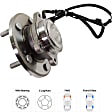 Front and Rear, Driver and Passenger Side Wheel Hub, 5 Lugs, With Bearing, With Sensor, FWD, 3.6L, 6Cyl