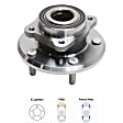 4-Wheel Set Front and Rear, Driver and Passenger Side Wheel Hub, 5 Lugs, With Bearing, With Sensor, FWD