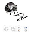 Front, Driver and Passenger Side Wheel Hub, 8 Lugs, With Bearing, With Sensor, RWD