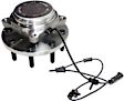Front, Driver and Passenger Side Wheel Hub, 8 Lugs, With Bearing, With Sensor, RWD