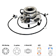 2-Wheel Set Front, Driver and Passenger Side Wheel Hubs, With Bearing, With Sensor, 4WD, 4-Wheel ABS