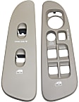 Front, Driver and Passenger Side Window Switch Bezels, Gray, Plastic