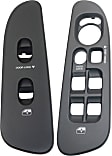 Front, Driver and Passenger Side Window Switch Bezels, Black, with Quad Cab