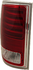 Driver and Passenger Side Tail Lights, with Bulbs, LED, Clear and Red Lens, Chrome Interior, Premium Type, CAPA CERTIFIED