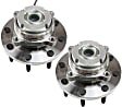 Front, Driver and Passenger Side Wheel Hub, 8 Lugs, With Bearing, With Sensor, 4WD