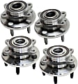 Front and Rear, Driver and Passenger Side Wheel Hub, 5 Lugs, With Bearing, FWD
