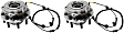 2-Wheel Set Front, Driver and Passenger Side Wheel Hubs, With Bearing, With Sensor, 4WD, For Models with Single Rear Wheels