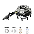 2-Wheel Set Front, Driver and Passenger Side Wheel Hubs, With Bearing, With Sensor, 4WD, For Models with Single Rear Wheels