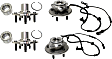 2-Wheel Set Front and Rear Wheel Hub, 5 Lugs, With Bearing, With Sensor, Includes (2) Wheel Hub Repair Kit and (2) Wheel Hub