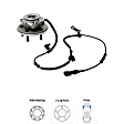 2-Wheel Set Front and Rear Wheel Hub, 5 Lugs, With Bearing, With Sensor, Includes (2) Wheel Hub Repair Kit and (2) Wheel Hub