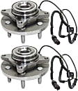 2-Wheel Set Front, Driver and Passenger Side Wheel Hubs, With Bearing, With Sensor, 6 x 5.32 in. Bolt Pattern, RWD