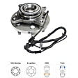 2-Wheel Set Front, Driver and Passenger Side Wheel Hubs, With Bearing, With Sensor, 6 x 5.32 in. Bolt Pattern, RWD