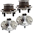 4-Wheel Set Front and Rear, Driver and Passenger Side Wheel Hubs, 5 Lugs, With Bearings, FWD