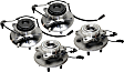Front and Rear, Driver and Passenger Side Wheel Hub, 6 Lugs, With Bearing, With Sensor, RWD, 5.4L, 8Cyl