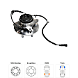 Front and Rear, Driver and Passenger Side Wheel Hub, 6 Lugs, With Bearing, With Sensor, RWD, 5.4L, 8Cyl