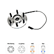 Front and Rear, Driver and Passenger Side Wheel Hub, 6 Lugs, With Bearing, With Sensor, RWD, 5.4L, 8Cyl
