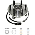 Front, Driver and Passenger Side Wheel Hub, 6 Lugs, With Bearing, With Sensor