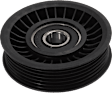 Accessory Belt Idler Pulleys, Grooved Pulley, Plastic, Serpentine, 6-Groove Pulley, 0.67 in. Inside Diameter, 3.54 in. Outside Diameter, 1.62 in. Width	