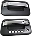Front, Driver and Passenger Side Exterior Door Handles, Chrome Lever with Textured Black Bezel, Driver Side - With Key Hole; Passenger Side - Without Key Hole