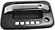 Front, Driver and Passenger Side Exterior Door Handles, Chrome Lever with Textured Black Bezel, Driver Side - With Key Hole; Passenger Side - Without Key Hole