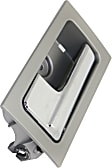 Front and Rear, Driver and Passenger Side Interior Door Handles, Silver Bezel with Chrome Lever, With Door Lock Button