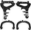 Front, Driver and Passenger Side, Upper and Lower Control Arms