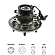 2-Wheel Set Front, Driver and Passenger Side Wheel Hubs, With Bearings, 4-Wheel ABS, RWD, ZQ8 Sport Chassis
