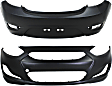 2014 Hyundai Accent - Front and Rear Primed Bumper Cover,  Production Date Up To October 15 2013, Hatchback