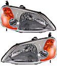Driver and Passenger Side Headlights, without Bulbs, Halogen, 4-Door, Sedan