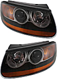 Driver and Passenger Side Headlights, with Bulbs, Halogen, with Amber Reflector