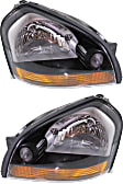 Driver and Passenger Side Headlights, with Bulbs, Halogen, with amber turn signal light