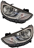Driver and Passenger Side Headlights, with Bulbs, Halogen, For Models with Standard Headlights