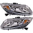 Driver and Passenger Side Halogen Headlights, with Bulbs, Coupe/Sedan, CAPA Certified