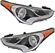 Driver and Passenger Side Headlights, with Bulbs, Halogen, Reflector Type