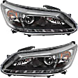 Driver and Passenger Side Headlights, with Bulbs, Halogen, Sedan, with LED daytime running light, CAPA Certified