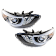 Driver and Passenger Side Headlights, with Bulbs, Halogen, with LED Position (parking) Light, USA Built Vehicle