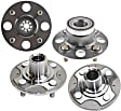 Front and Rear, Driver and Passenger Side Wheel Hub, 4 Lugs, Front - Without Bearing; Rear - With Bearing