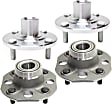 4-Wheel Set Front and Rear, Driver and Passenger Side Wheel Hubs, Front - Without Bearing; Rear - With Bearing, Non-ABS, With Rear Drum Brake