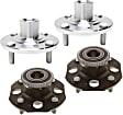 4-Wheel Set Front and Rear, Driver and Passenger Side Wheel Hubs, Front - Without Bearing; Rear - With Bearing, With Rear Disc Brake