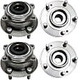 4-Wheel Set Front and Rear, Driver and Passenger Side Wheel Hubs, 5 Lugs, with Bearing, AWD
