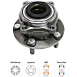 4-Wheel Set Front and Rear, Driver and Passenger Side Wheel Hubs, 5 Lugs, with Bearing, AWD
