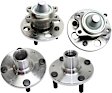 4-Wheel Set Front and Rear, Driver and Passenger Side Wheel Hubs, Front - Without Bearing; Rear - With Bearing, Non-ABS