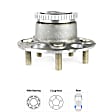 Front and Rear, Driver and Passenger Side Wheel Hub, 5 Lugs, Front - Without Bearing; Rear - With Bearing, 3.5L, 6Cyl