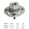 2-Wheel Set Rear, Driver and Passenger Side Wheel Hubs, With Bearing, Non-ABS, With Rear Drum Brake