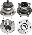 4-Wheel Set Front and Rear, Driver and Passenger Side Wheel Hubs, 5 Lugs, with Bearing, 5 x 4.5 in. Bolt Pattern, FWD