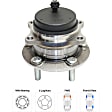 4-Wheel Set Front and Rear, Driver and Passenger Side Wheel Hubs, 5 Lugs, with Bearing, 5 x 4.5 in. Bolt Pattern, FWD